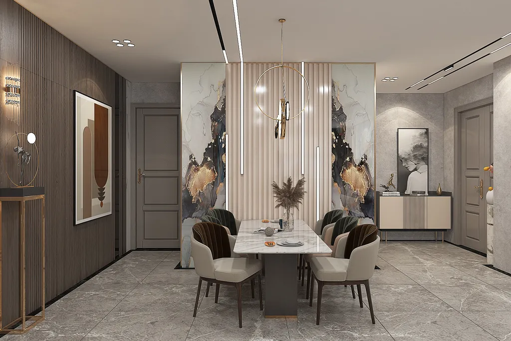 Thiết kế nội thất phòng ăn 3D cho Căn hộ Vinhome Central Park Bình Thạnh theo phong cách Modern