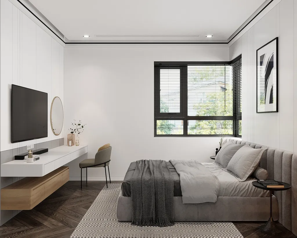 Thiết kế nội thất 3D cho phòng ngủ nhà phố Xã hội Thủ Thiêm Green House theo phong cách Modern