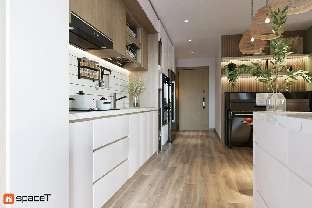 Thiết kế nội thất 3D cho phòng bếp Căn hộ Everich Infinity Quận 5 theo phong cách Scandinavian