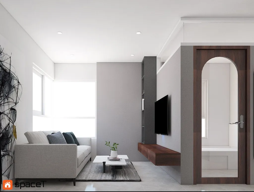 Thiết kế nội thất 3D cho phòng khách Căn hộ Diamond Riverside Quận 8 theo phong cách Modern
