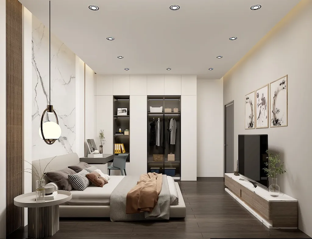 Thiết kế nội thất 3D cho phòng ngủ Biệt thự Bến Lức Long An theo phong cách Modern