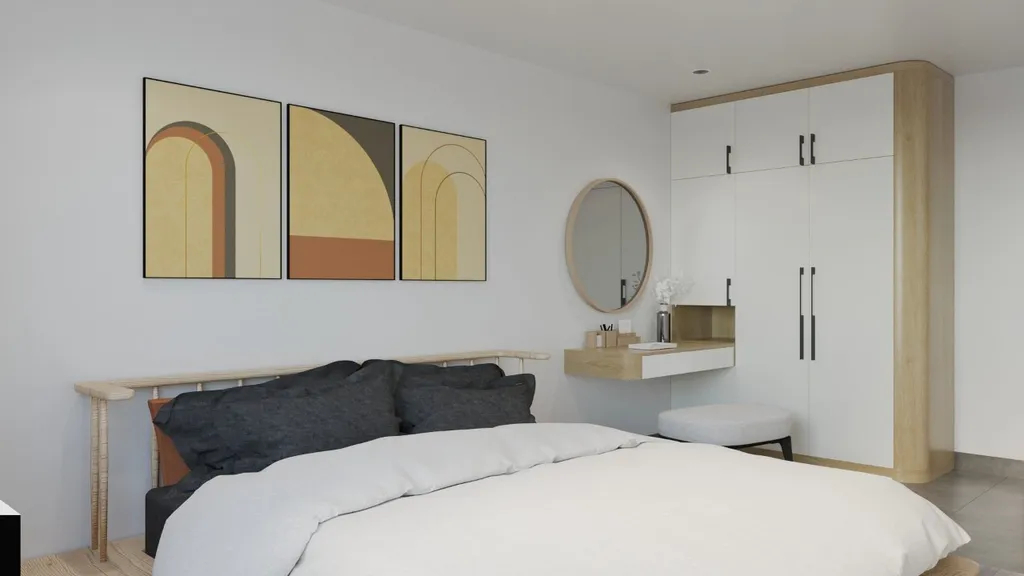 Thiết kế nội thất 3D cho phòng ngủ Căn hộ Quận 8 theo phong cách Modern