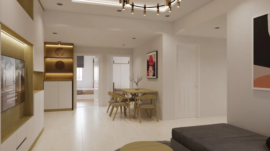 Thiết kế nội thất 3D cho phòng ăn Căn hộ Mỹ Thuận Quận 8 theo phong cách Modern