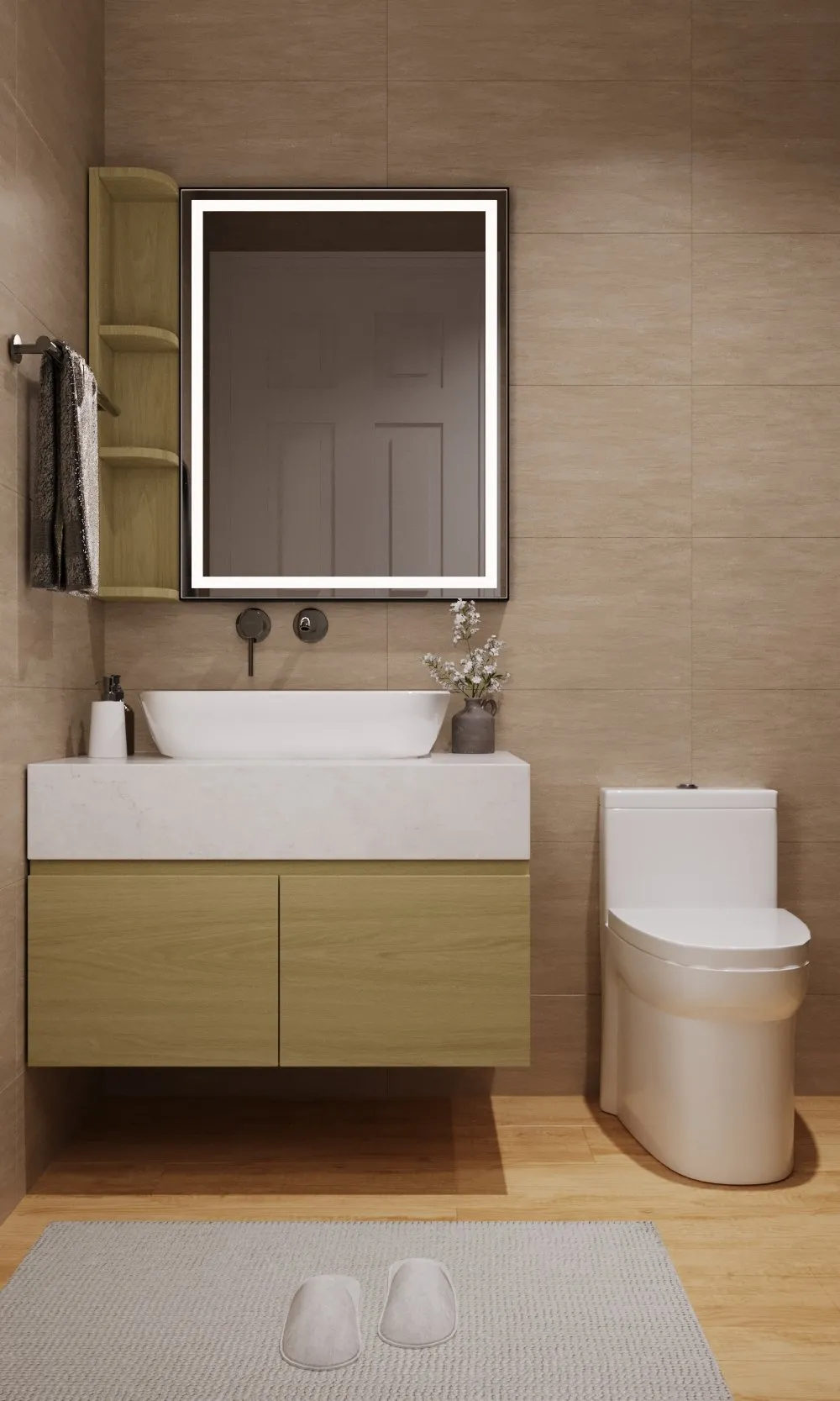 Thiết kế nội thất 3D cho phòng tắm Căn hộ Mỹ Thuận Quận 8 theo phong cách Modern