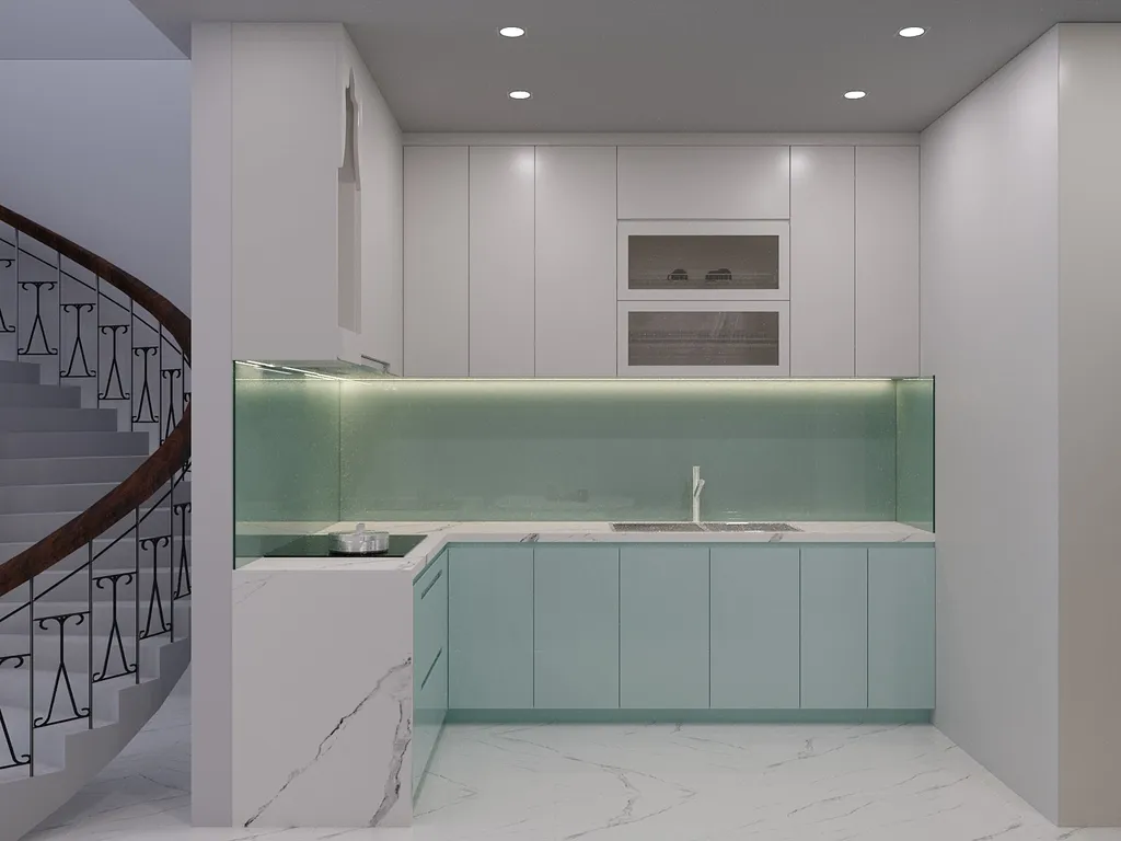 Thiết kế nội thất 3D cho phòng bếp Nhà phố Phú Nhuận theo phong cách Modern