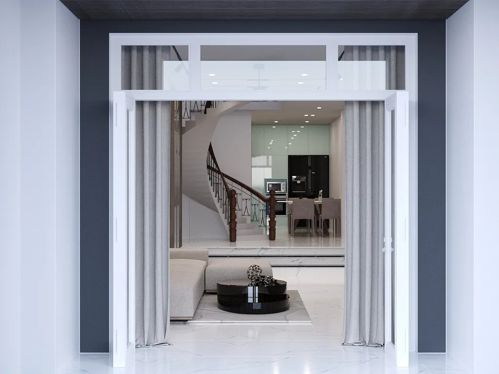 Thiết kế nội thất 3D cho lối vào Nhà phố Phú Nhuận theo phong cách Modern
