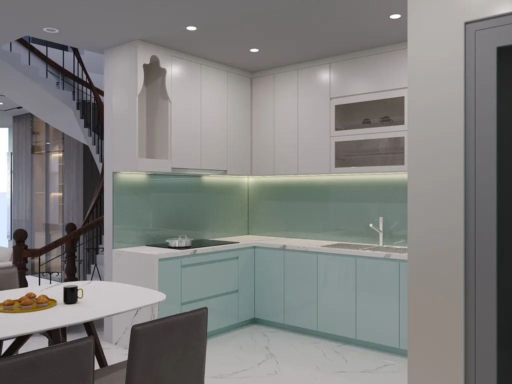 Thiết kế nội thất 3D cho phòng bếp Nhà phố Phú Nhuận theo phong cách Modern