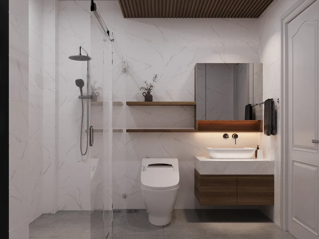 Thiết kế nội thất 3D cho phòng tắm Nhà phố Phú Nhuận theo phong cách Modern
