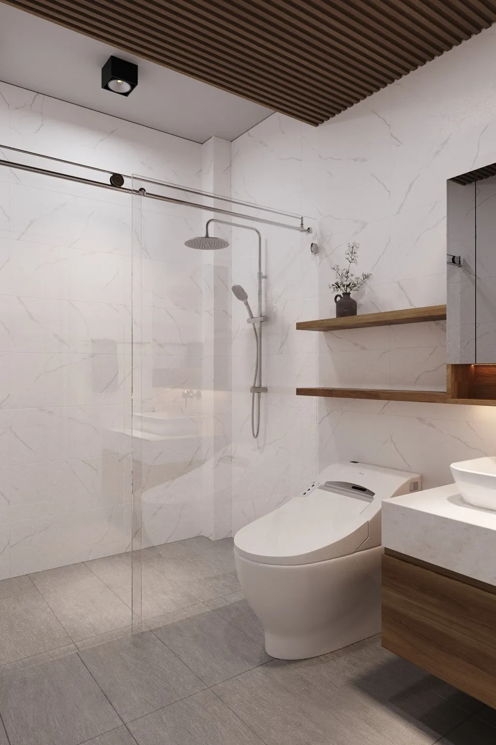 Thiết kế nội thất 3D cho phòng tắm Nhà phố Phú Nhuận theo phong cách Modern