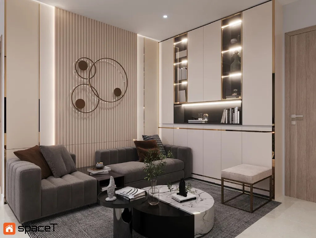 Thiết kế nội thất 3D cho phòng khách Căn hộ Origami Quận 9 theo phong cách Modern