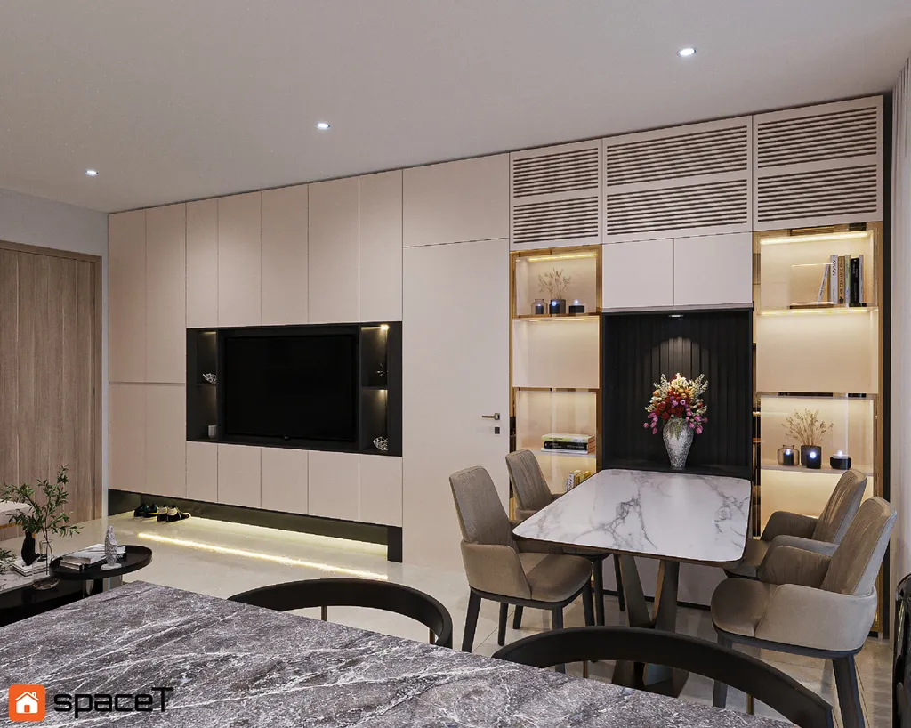 Thiết kế nội thất 3D cho phòng khách Căn hộ Origami Quận 9 theo phong cách Modern