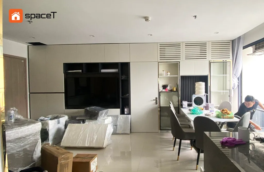 Công trình hoàn thiện nội thất cho phòng khách căn hộ Origami theo phong cách Modern