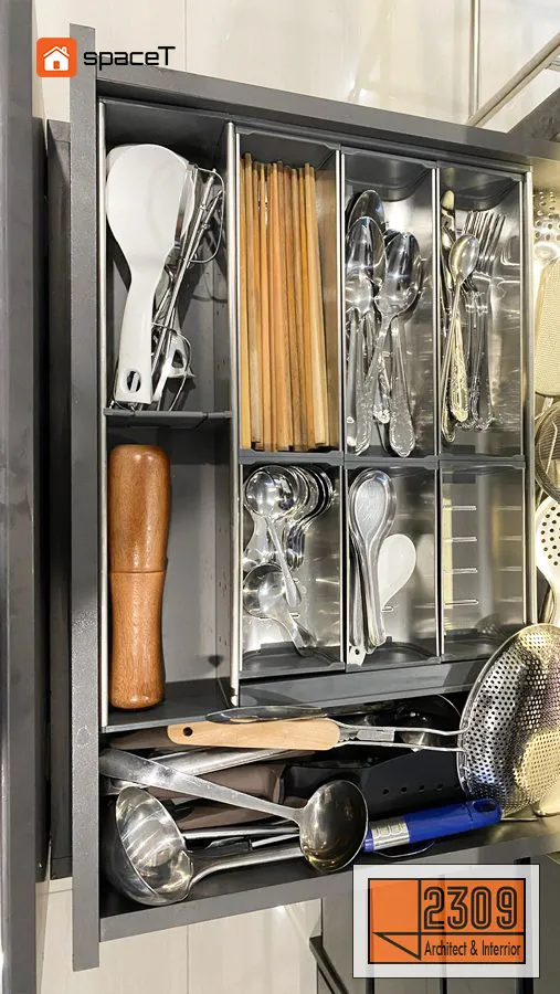 Công trình hoàn thiện nội thất cho phòng bếp căn hộ Origami theo phong cách Modern