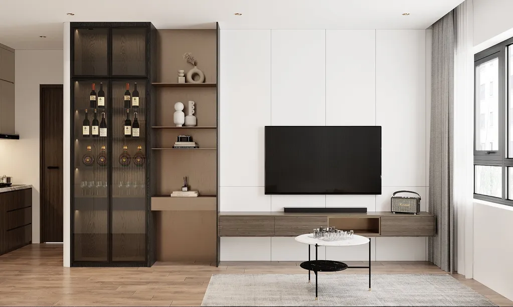 Thiết kế nội thất 3D cho phòng khách Căn hộ Studio theo phong cách Modern
