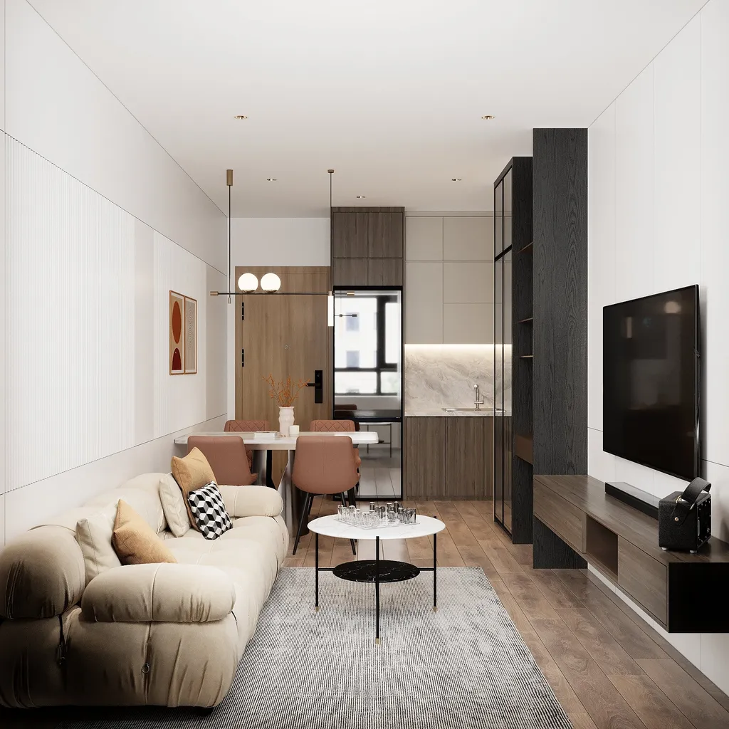 Thiết kế nội thất 3D cho phòng khách Căn hộ Studio theo phong cách Modern