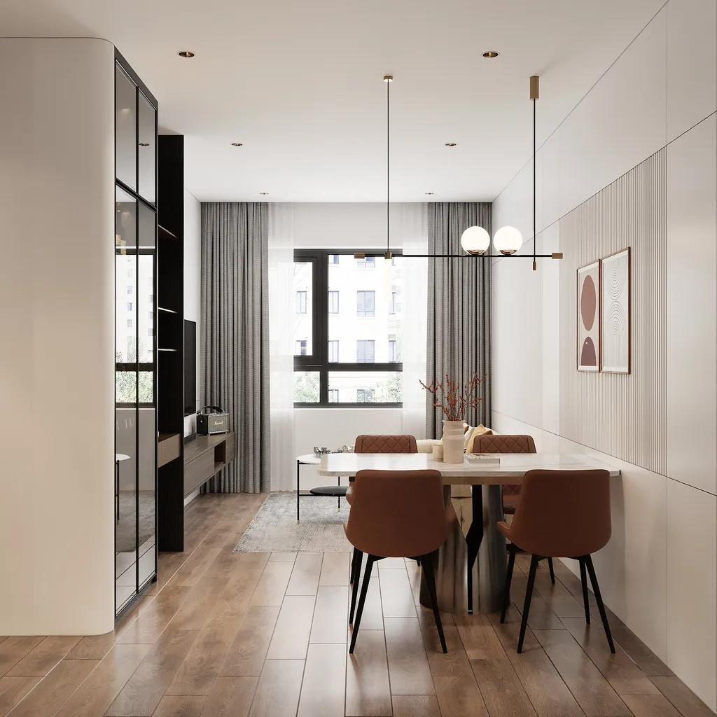 Thiết kế nội thất 3D cho phòng ăn Căn hộ Studio theo phong cách Modern