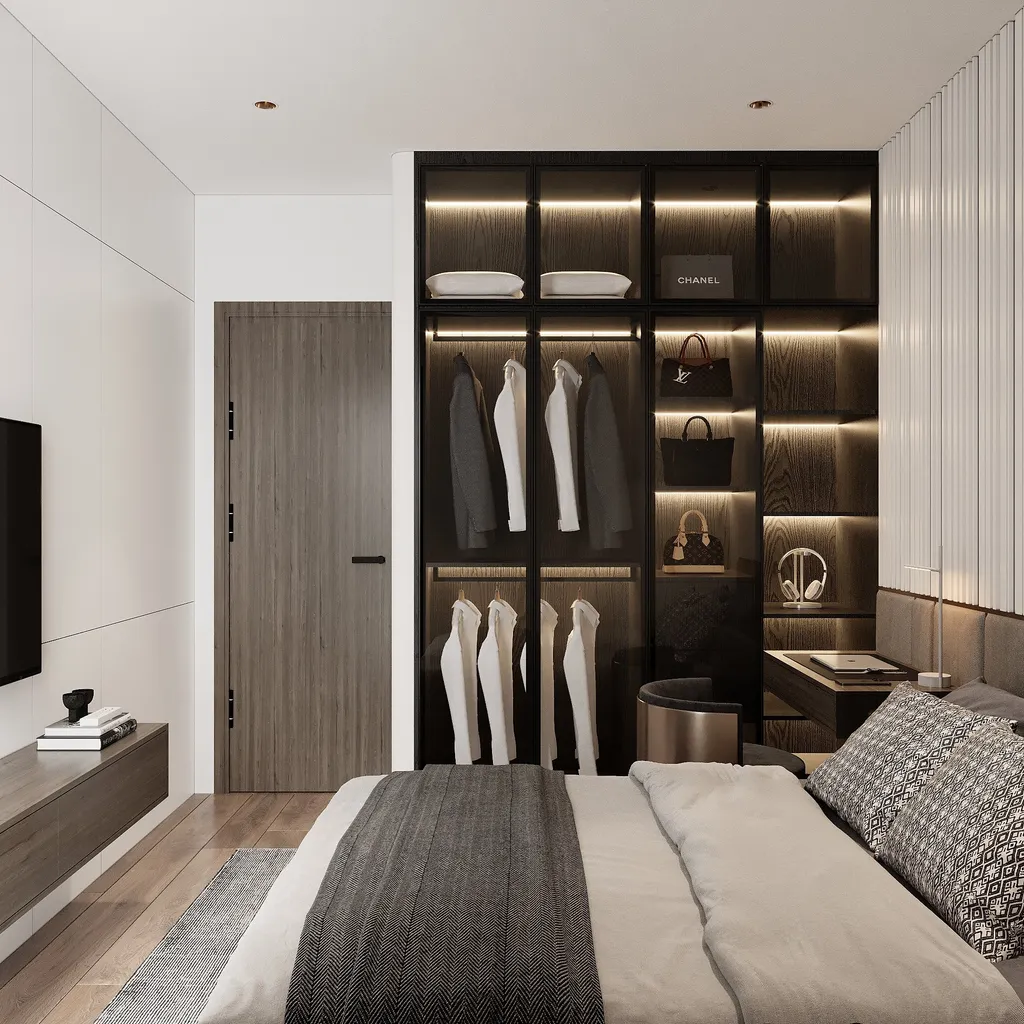 Thiết kế nội thất 3D cho phòng ngủ Căn hộ Studio theo phong cách Modern