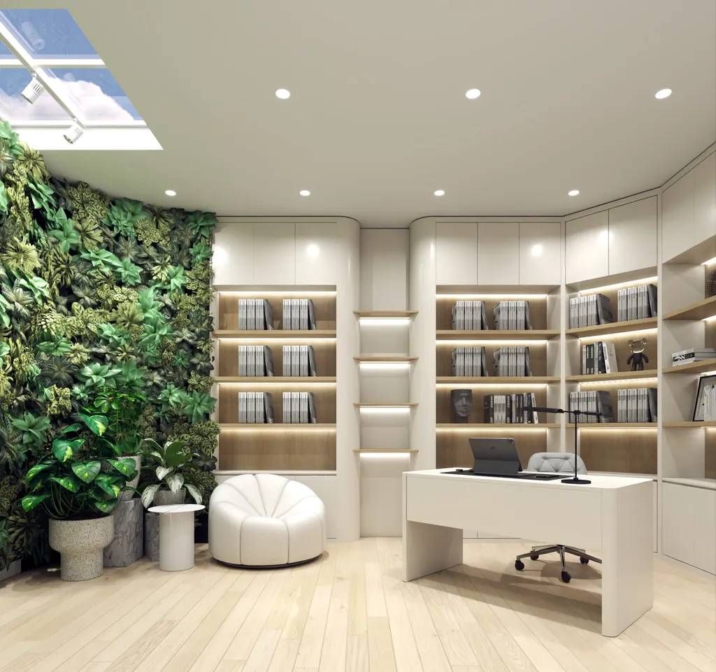 Thiết kế nội thất 3D cho phòng làm việc nhà phố 1 trệt 3 lầu Đặng Thai Mai - Phú Nhuận theo phong cách Modern