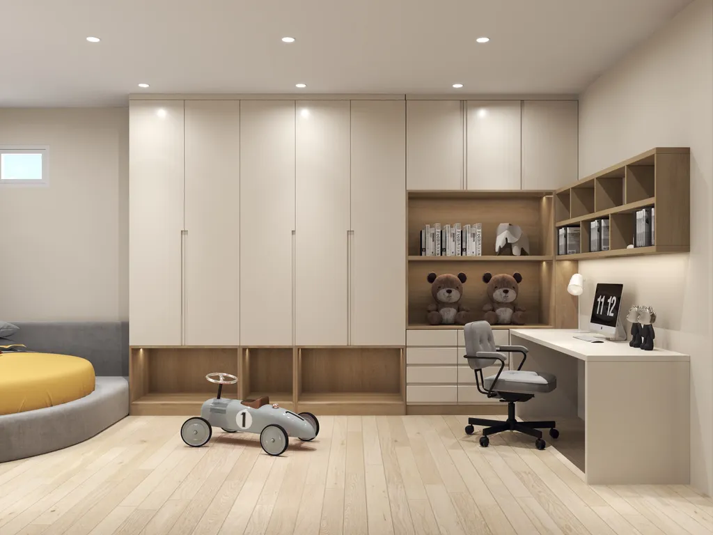 Thiết kế nội thất 3D cho phòng cho bé phố 1 trệt 3 lầu Đặng Thai Mai - Phú Nhuận theo phong cách Modern