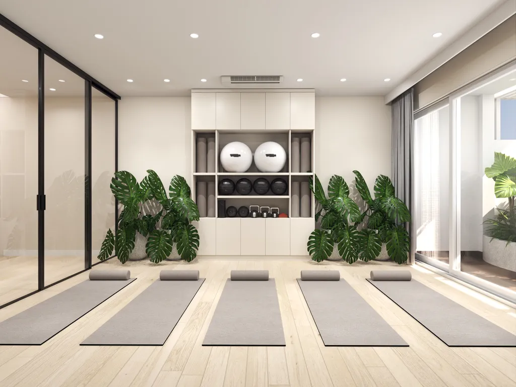 Thiết kế nội thất 3D cho phòng gym nhà phố 1 trệt 3 lầu Đặng Thai Mai - Phú Nhuận theo phong cách Modern