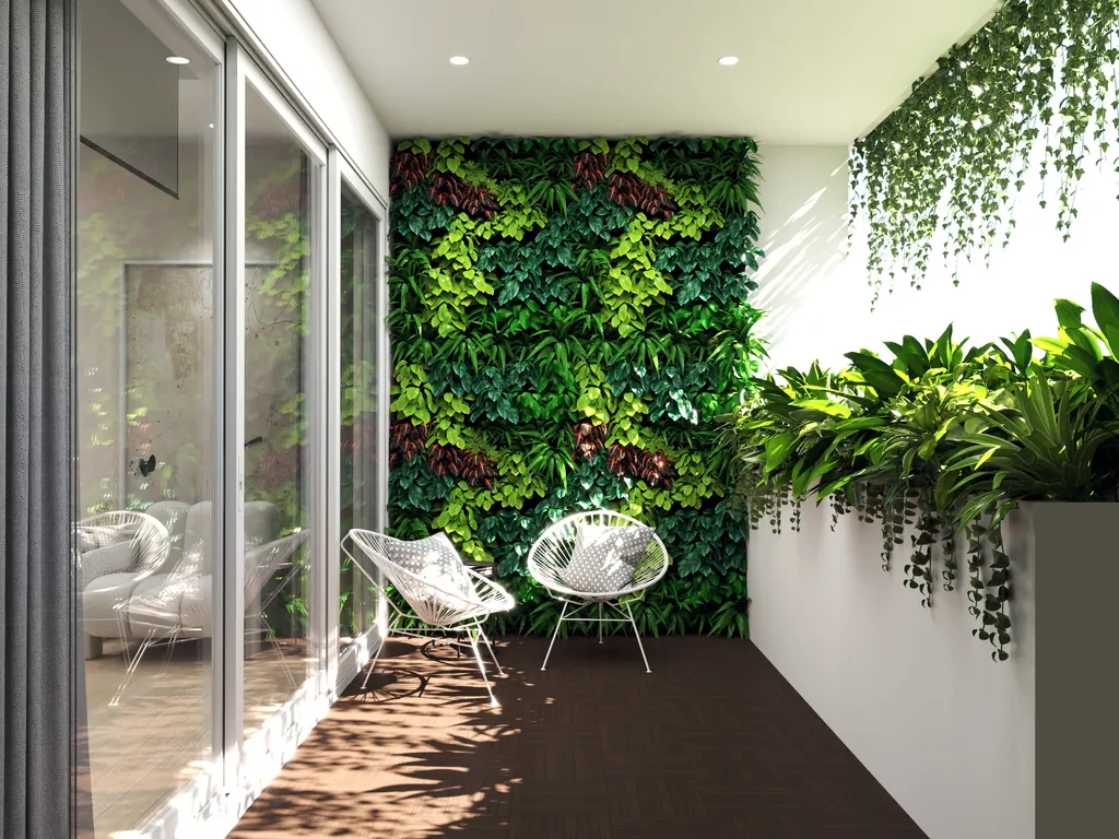 Thiết kế nội thất 3D cho lô gia nhà phố 1 trệt 3 lầu Đặng Thai Mai - Phú Nhuận theo phong cách Modern
