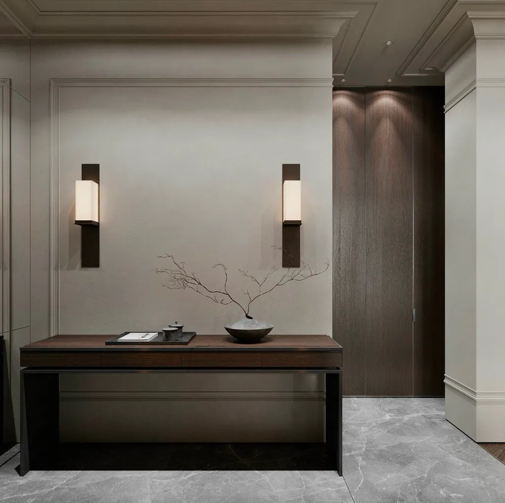 Công trình hoàn thiện nội thất hành lang cho căn hộ theo phong cách Modern. Thi công hoàn thiện bởi TD INTERIOR.