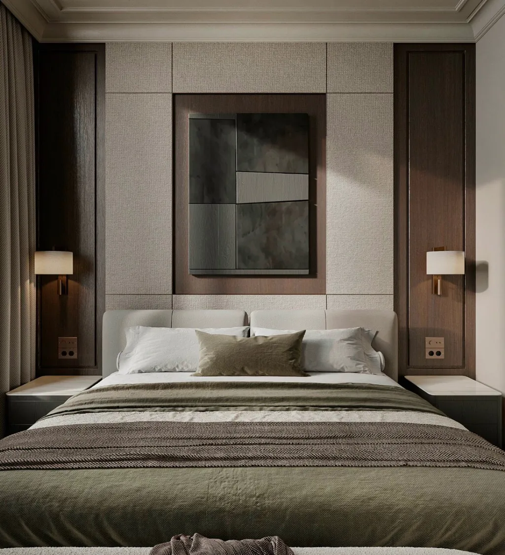 Công trình hoàn thiện nội thất phòng ngủ cho căn hộ theo phong cách Modern. Thi công hoàn thiện bởi TD INTERIOR.