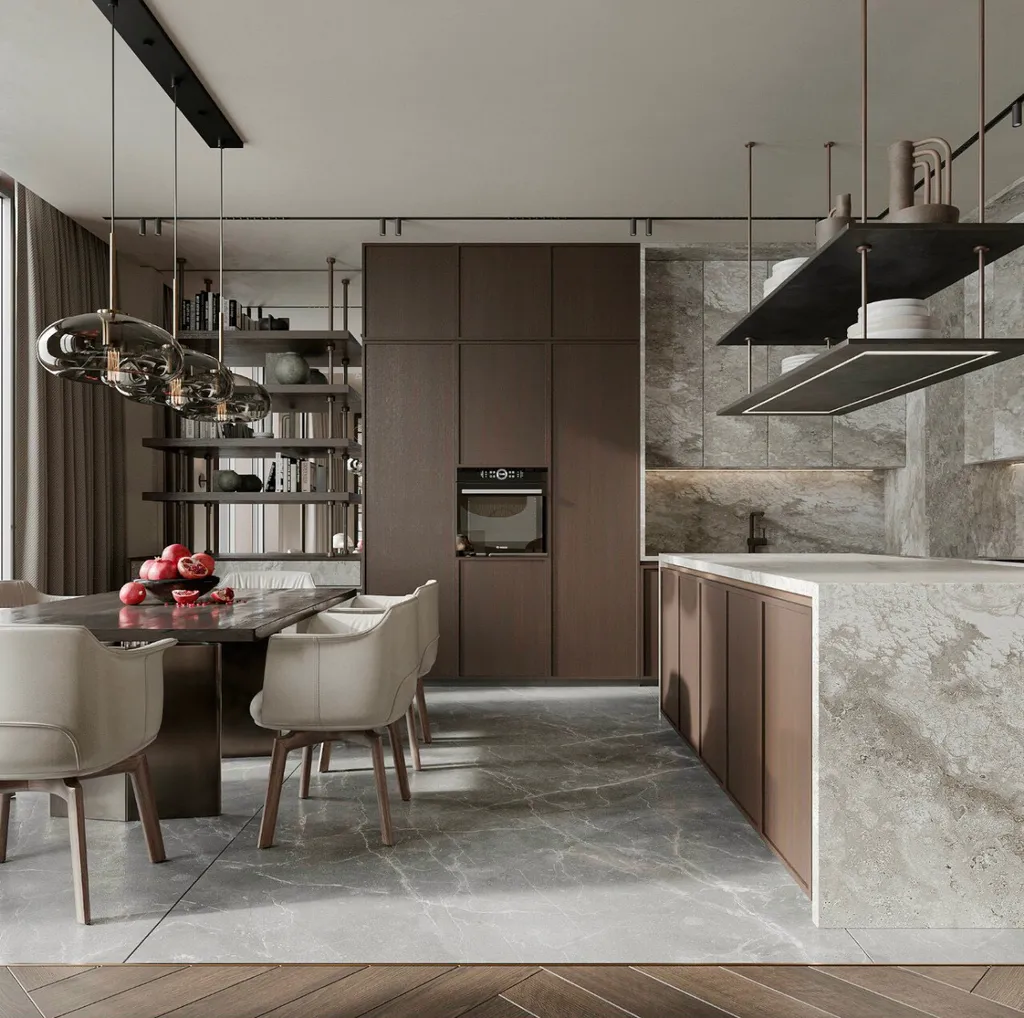 Công trình hoàn thiện nội thất phòng bếp cho căn hộ theo phong cách Modern. Thi công hoàn thiện bởi TD INTERIOR.