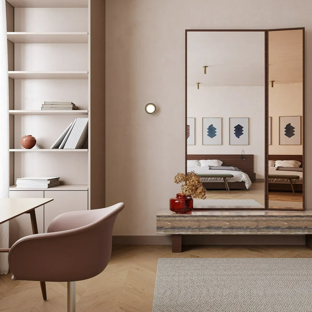Công trình hoàn thiện nội thất phòng làm việc cho căn hộ theo phong cách Japandi số 1. Thi công hoàn thiện bởi TD INTERIOR.