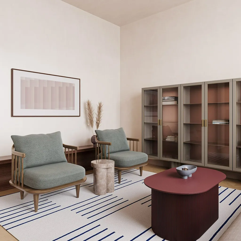 Công trình hoàn thiện nội thất phòng khách cho căn hộ theo phong cách Japandi số 1. Thi công hoàn thiện bởi TD INTERIOR.