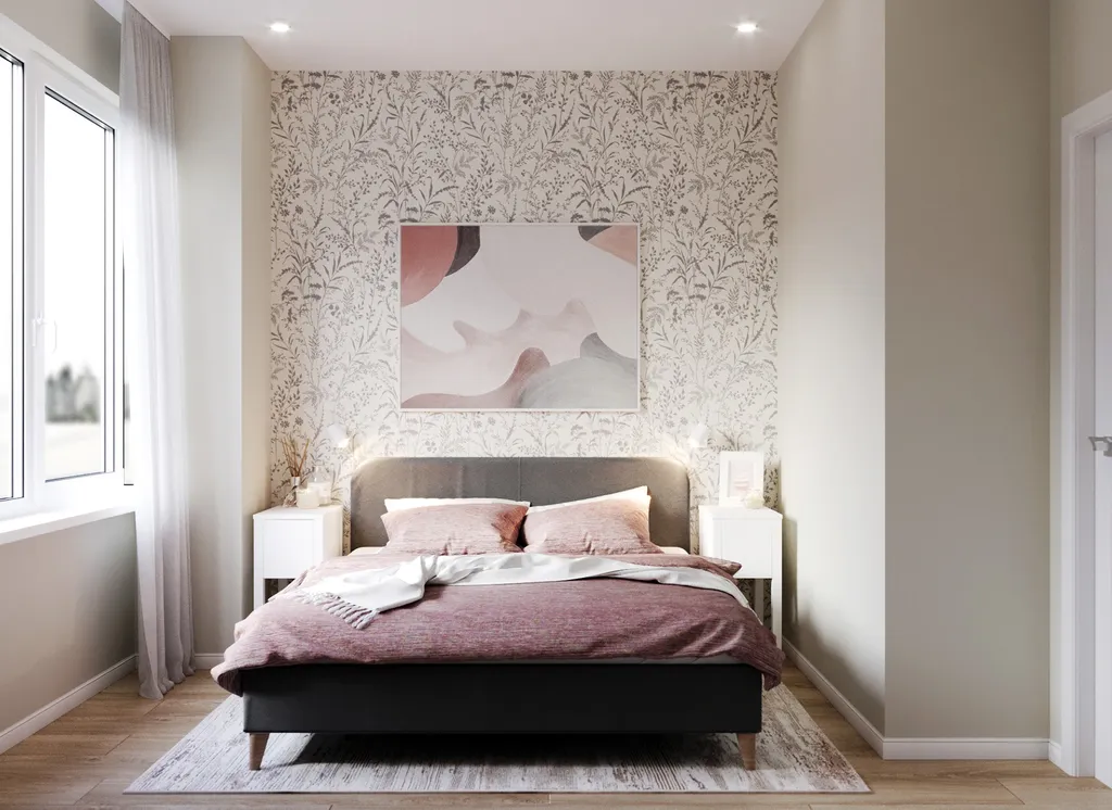 Công trình hoàn thiện nội thất phòng ngủ cho căn hộ theo phong cách Scandinavian & Color Block. Thi công hoàn thiện bởi TD INTERIOR.