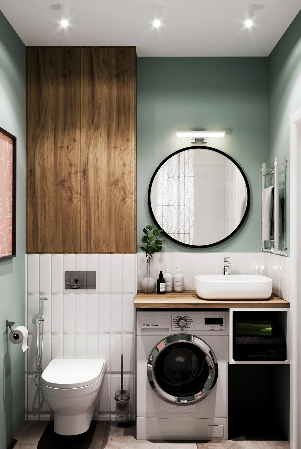 Công trình hoàn thiện nội thất phòng tắm cho căn hộ theo phong cách Scandinavian & Color Block. Thi công hoàn thiện bởi TD INTERIOR.