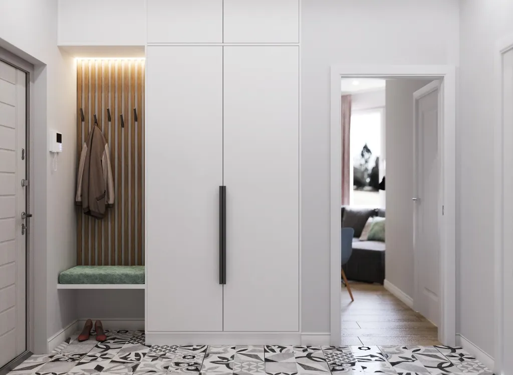 Công trình hoàn thiện nội thất phòng ngủ cho căn hộ theo phong cách Scandinavian & Color Block. Thi công hoàn thiện bởi TD INTERIOR.