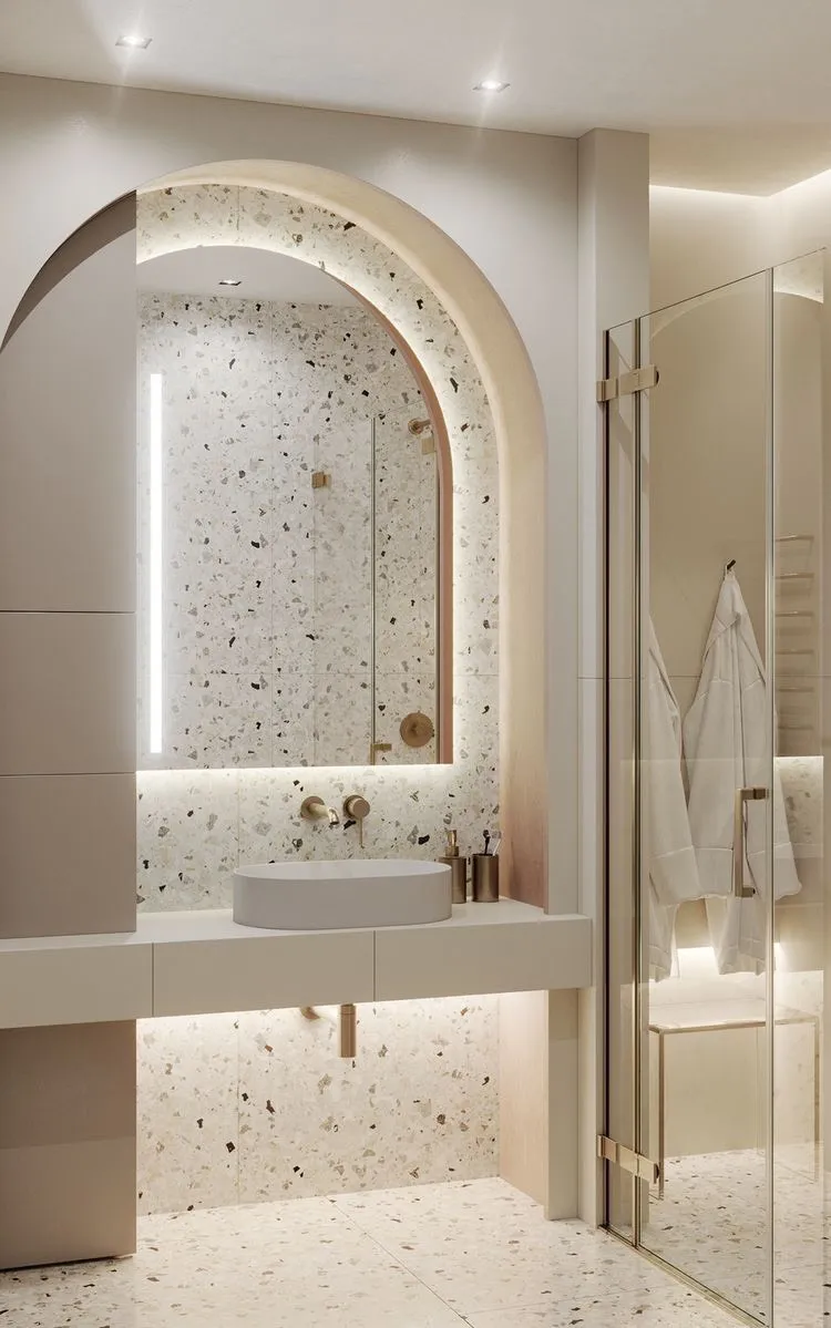 Công trình hoàn thiện nội thất phòng tắm cho căn hộ theo phong cách Japandi số 2. Thi công hoàn thiện bởi TD INTERIOR.