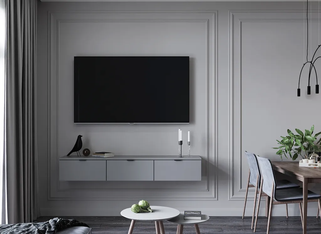 Công trình hoàn thiện nội thất phòng khách cho căn hộ theo phong cách Neo Classic & Minimalism số 1. Thi công hoàn thiện bởi TD INTERIOR.