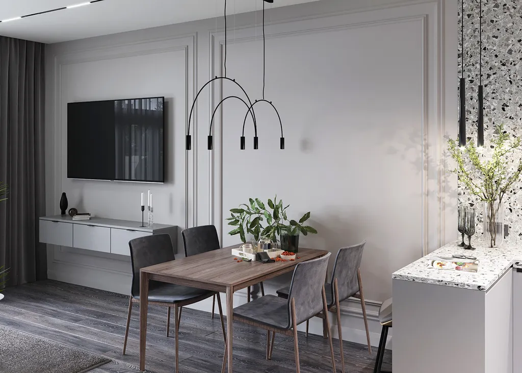 Công trình hoàn thiện nội thất phòng bếp cho căn hộ theo phong cách Neo Classic & Minimalism số 1. Thi công hoàn thiện bởi TD INTERIOR.