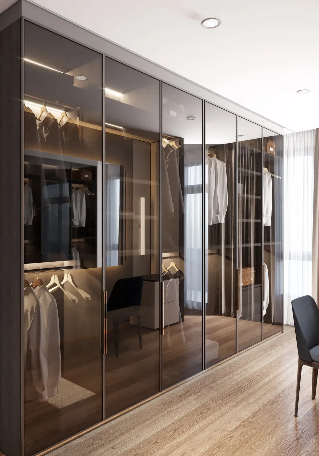 Công trình hoàn thiện nội thất phòng thay đồ cho căn hộ theo phong cách Neo Classic & Minimalism số 2. Thi công hoàn thiện bởi TD INTERIOR.