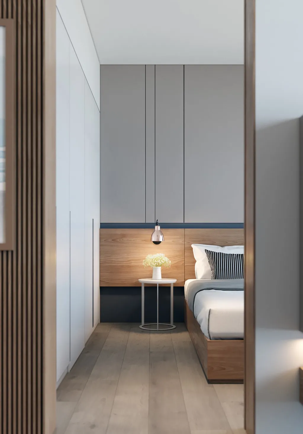 Công trình hoàn thiện nội thất cho phòng ngủ căn hộ theo phong cách Minimalism