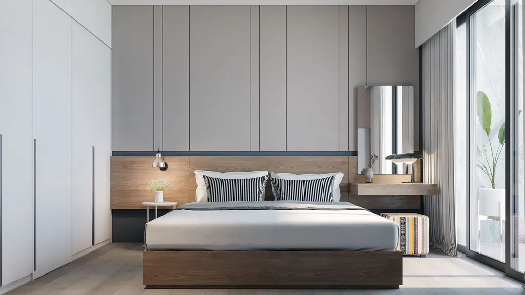 Công trình hoàn thiện nội thất cho phòng ngủ căn hộ theo phong cách Minimalism