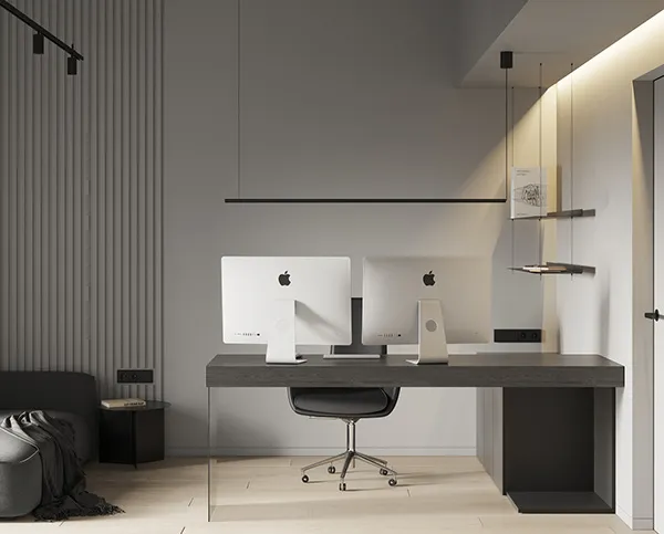 Công trình hoàn thiện nội thất cho phòng làm việc căn hộ theo phong cách Minimalist