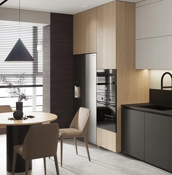 Công trình hoàn thiện nội thất cho phòng bếp căn hộ theo phong cách Minimalist