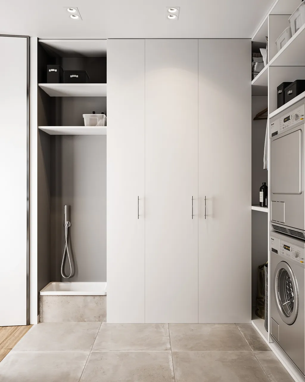 Thiết kế nội thất 3D cho phòng giặt căn hộ theo phong cách Modern