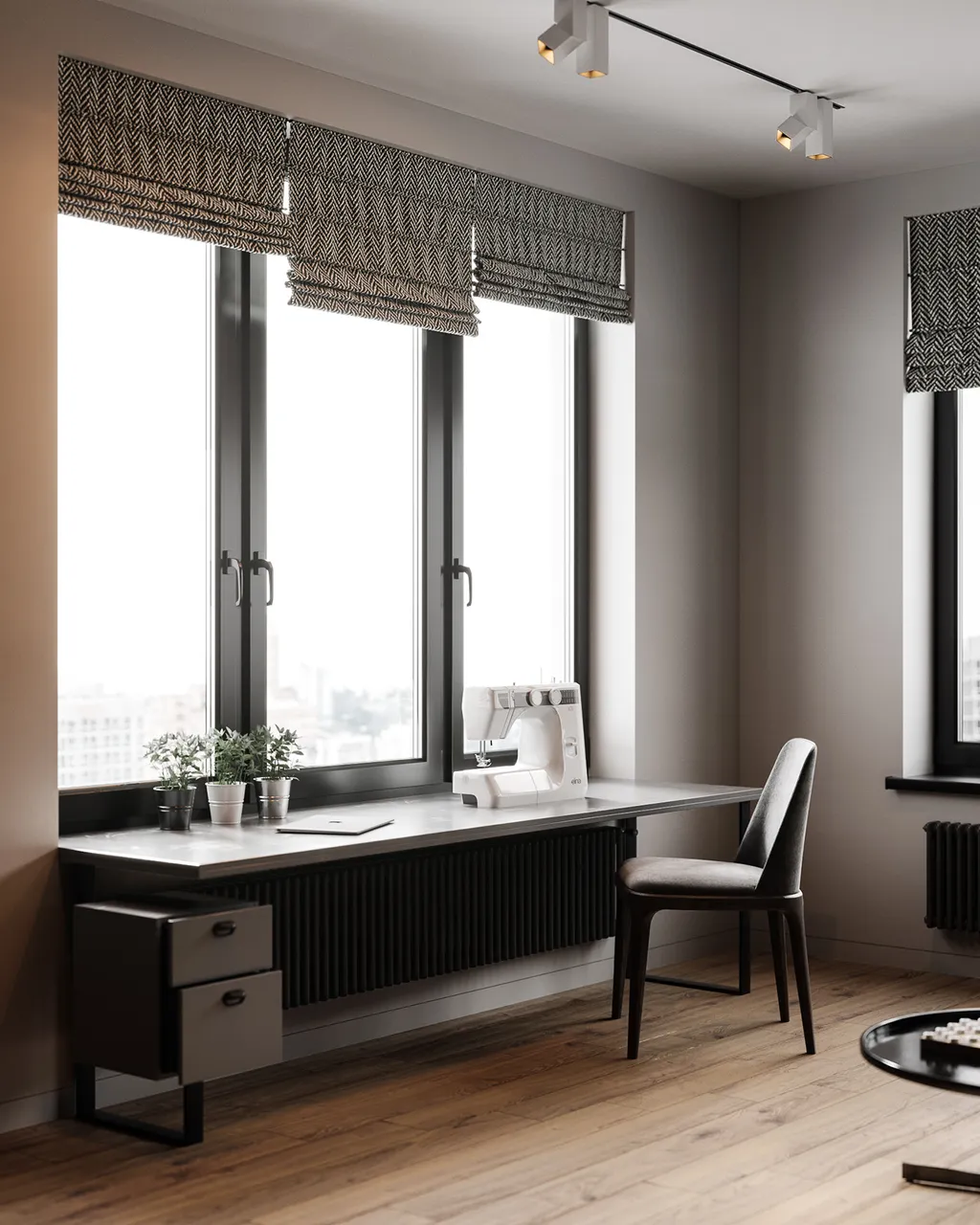 Thiết kế nội thất 3D cho phòng làm việc căn hộ theo phong cách Modern