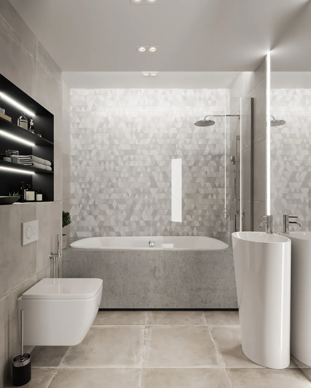 Thiết kế nội thất 3D cho phòng tắm căn hộ theo phong cách Modern