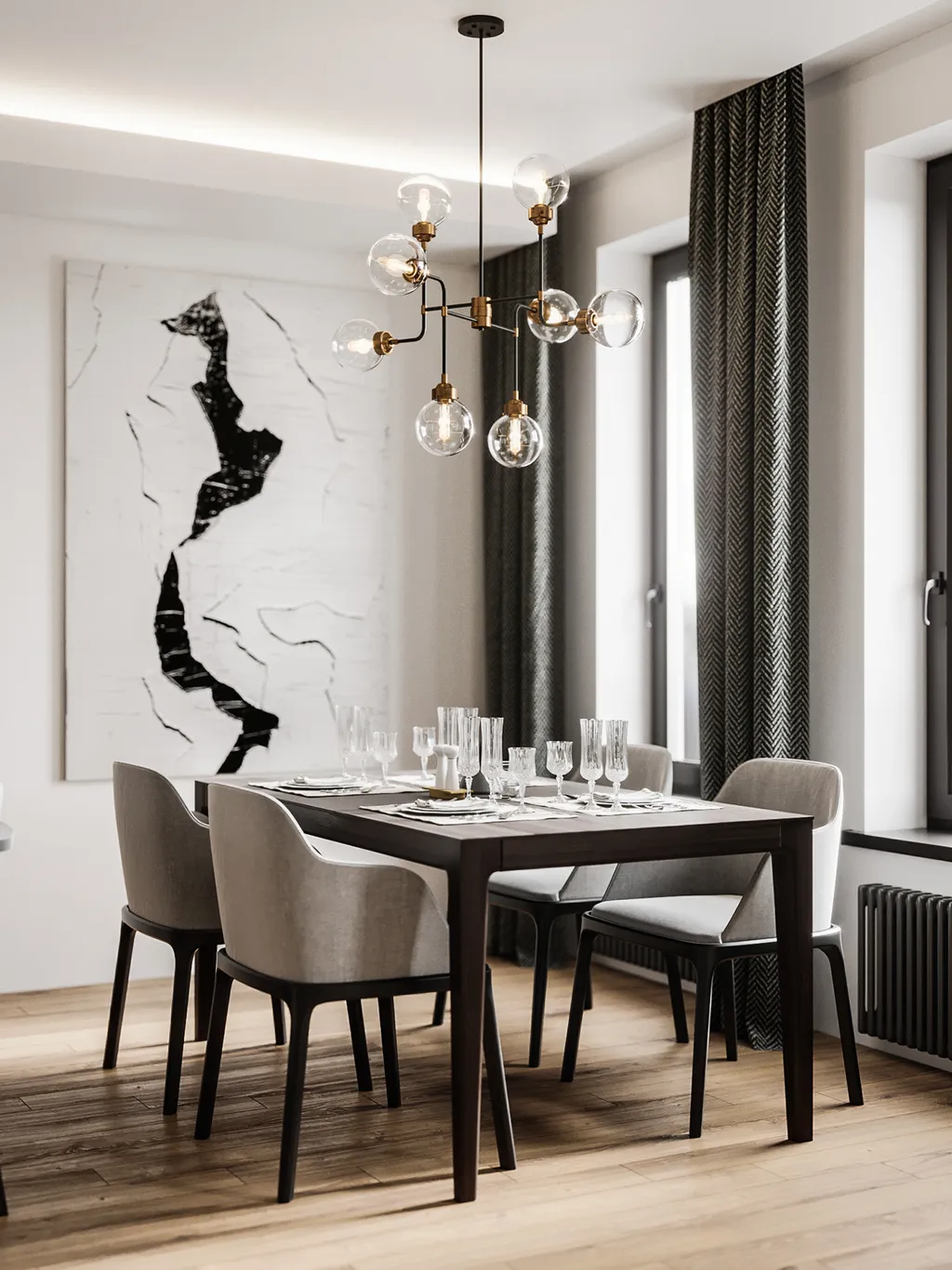 Thiết kế nội thất 3D cho phòng ăn căn hộ theo phong cách Modern