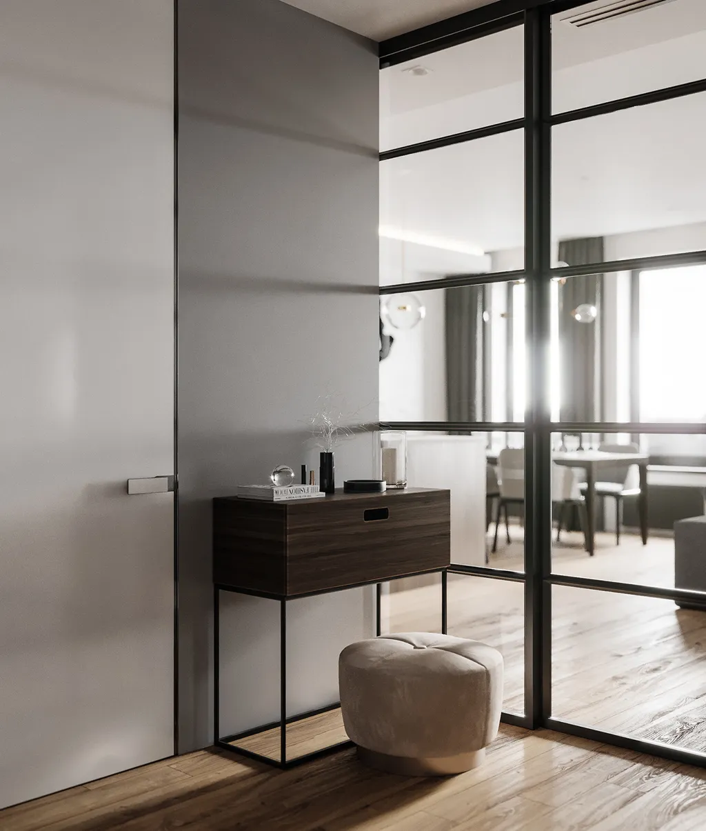 Thiết kế nội thất 3D cho hành lang căn hộ theo phong cách Modern