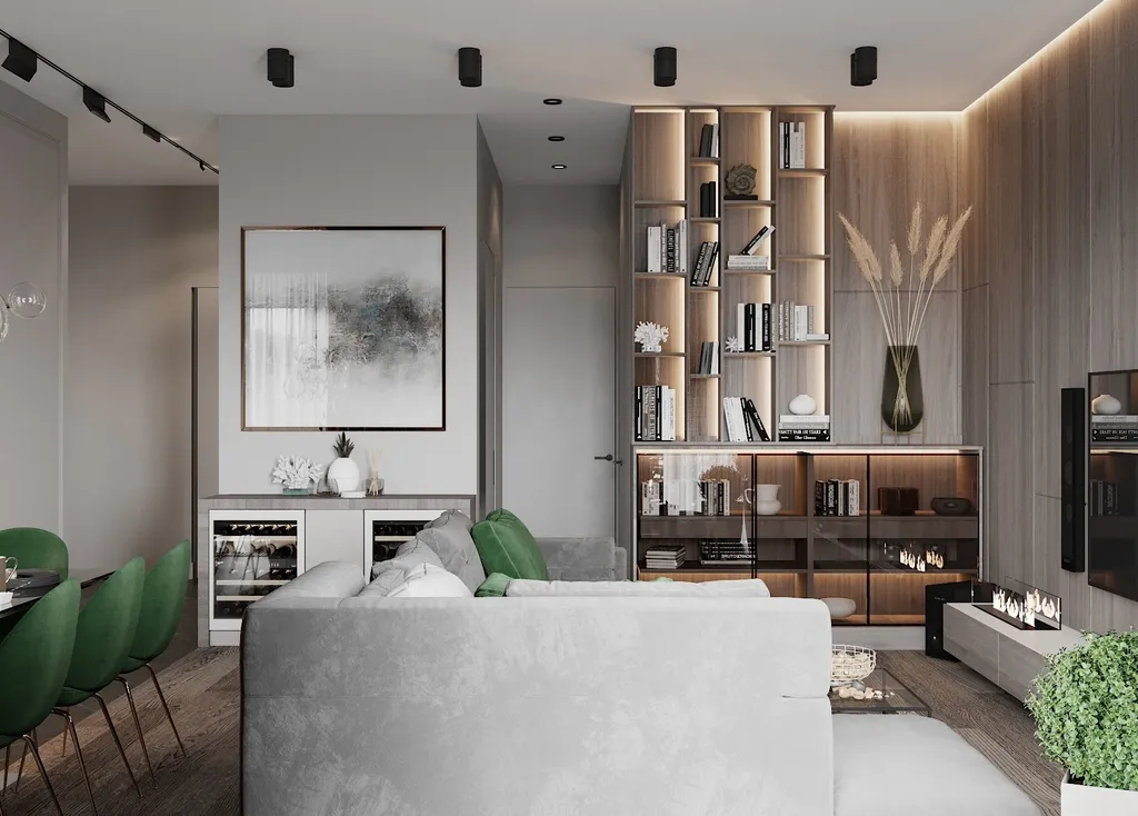 Thiết kế nội thất 3D cho phòng khách căn hộ theo phong cách Modern