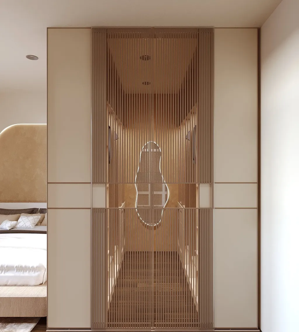 Thiết kế nội thất 3D cho phòng thay đồ căn hộ chị Linh Quận 9 theo phong cách Modern