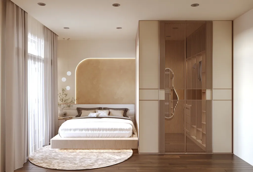 Thiết kế nội thất 3D cho phòng ngủ căn hộ chị Linh Quận 9 theo phong cách Modern
