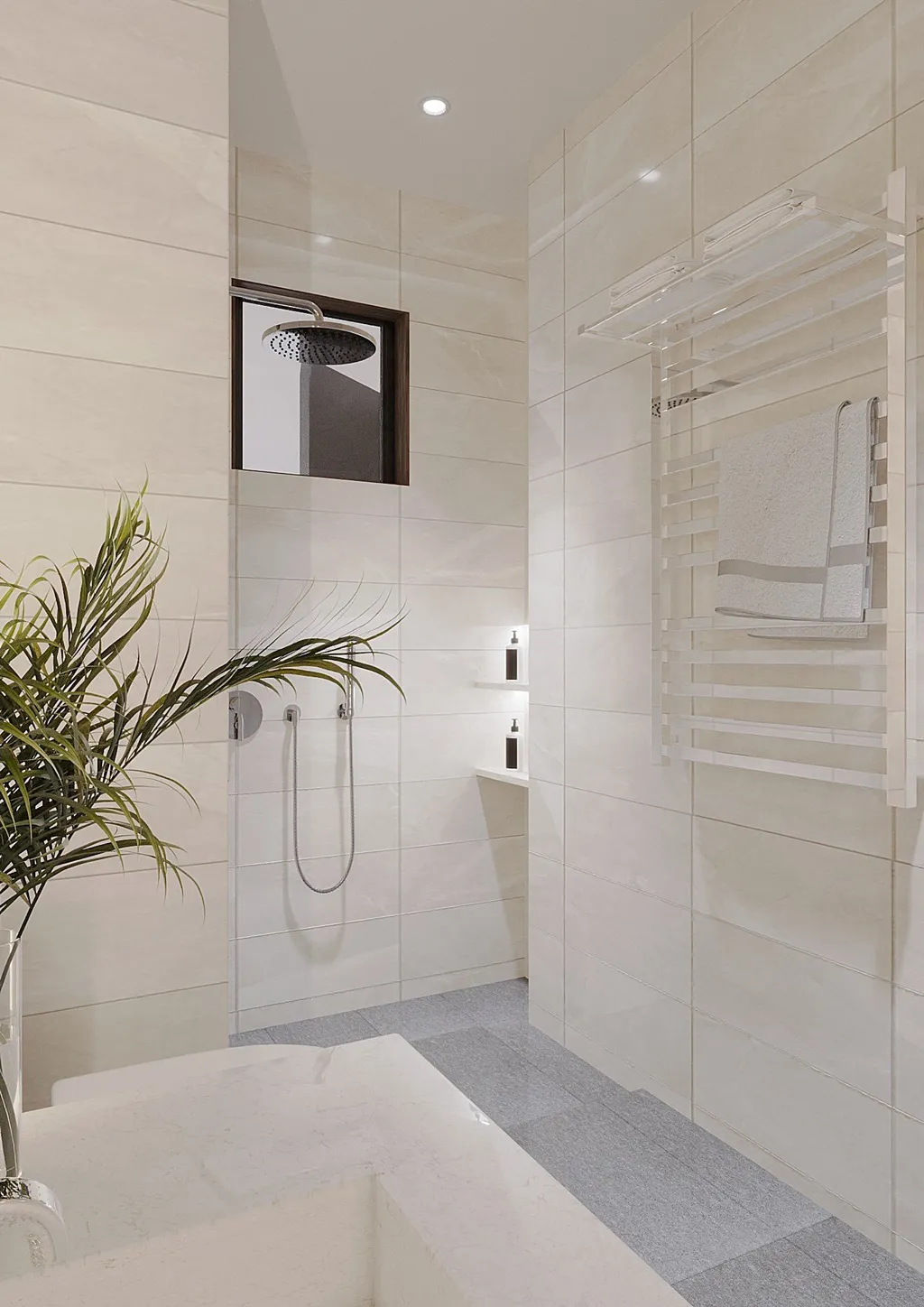 Thiết kế nội thất 3D cho phòng tắm căn hộ cao cấp Hà Đô, Củ Chi theo phong cách Neo Classic